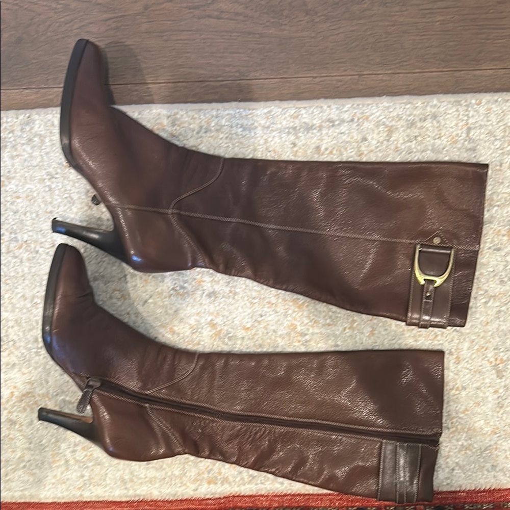 Brown Leather Knee-High Boots